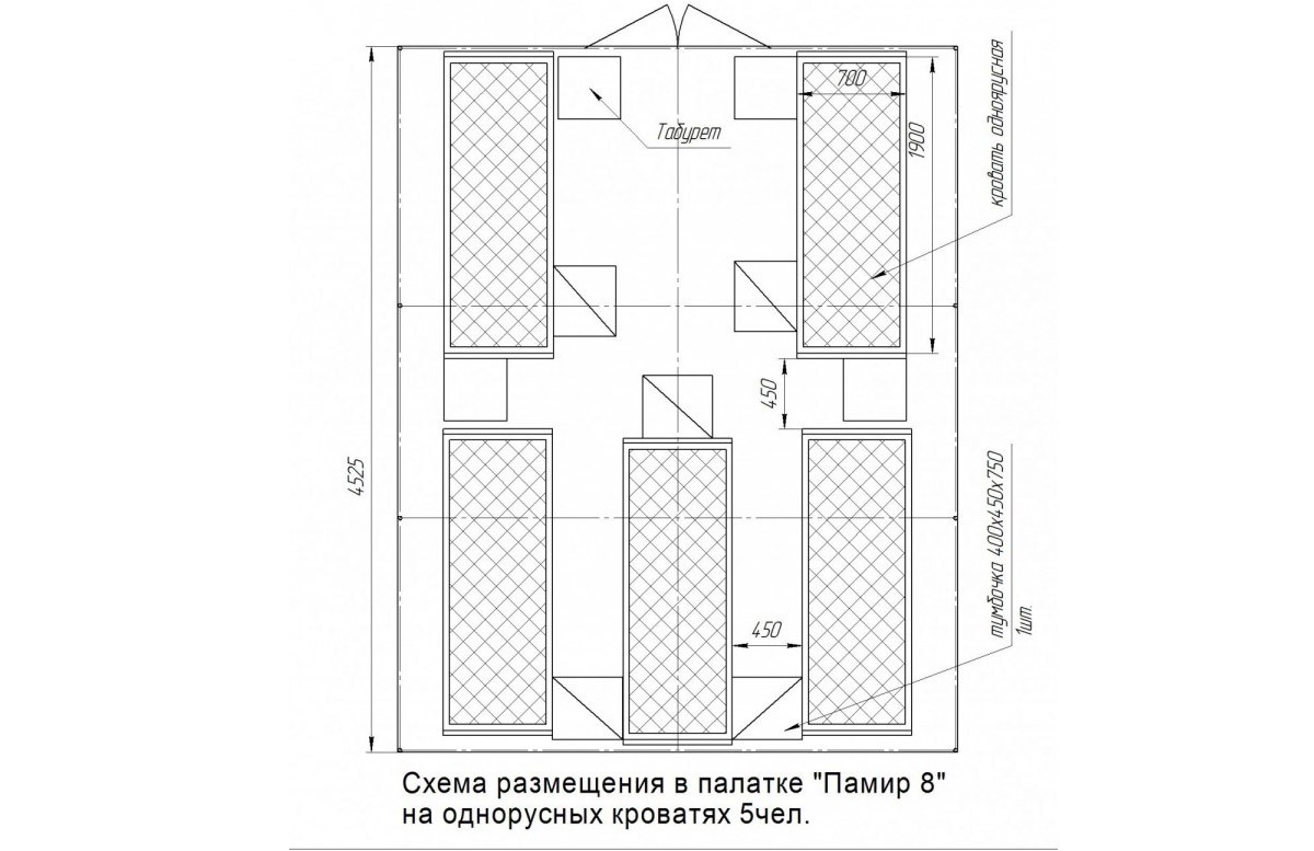 Схема размещения в палатке Памир 8